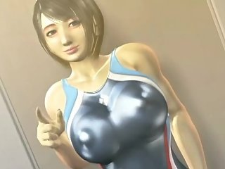 A guy gets a footjob from his teacher in the changing room then fuck her