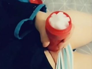 Femboy cums in onahole a third time while waiting for his PH upload