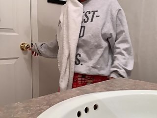 REAL SPY CAM Asian school girl shower before bed time! Pierced nipple part1